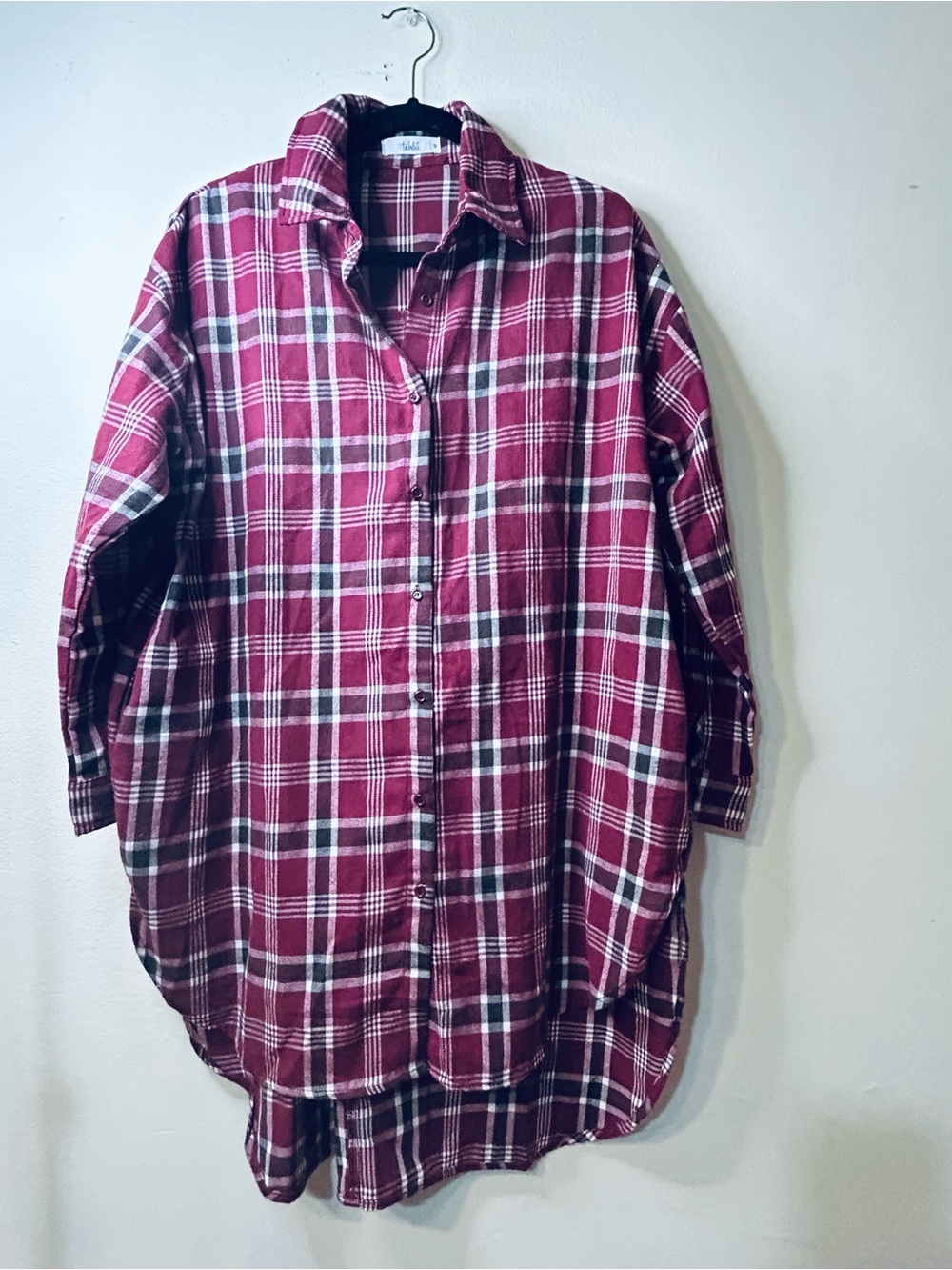 Talulah Plaid Burgundy Plaid Shirt Dress
